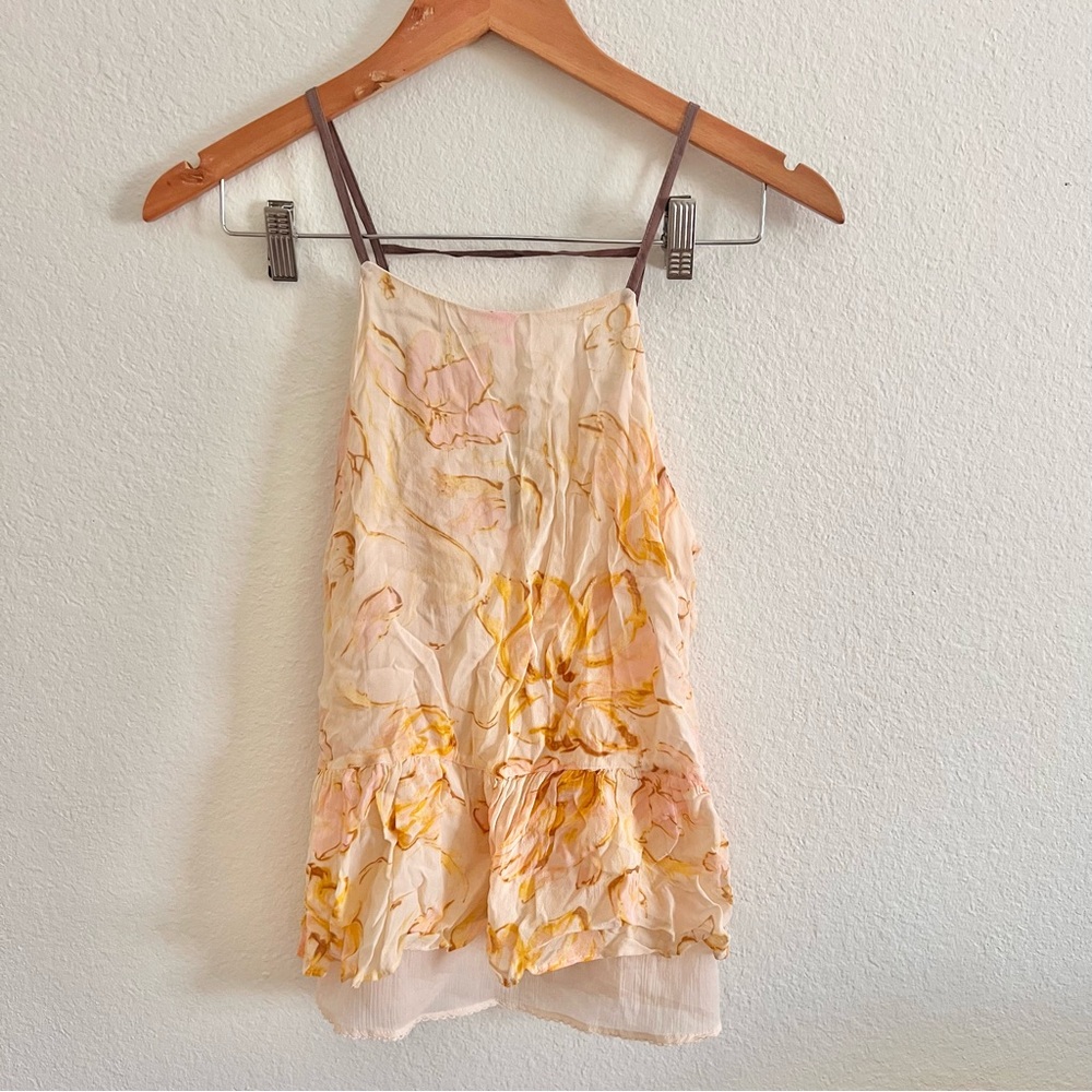 Anthropologie HD in Paris Joselyn Peach Floral Cami Tank Sz S - Picture 2 of 6